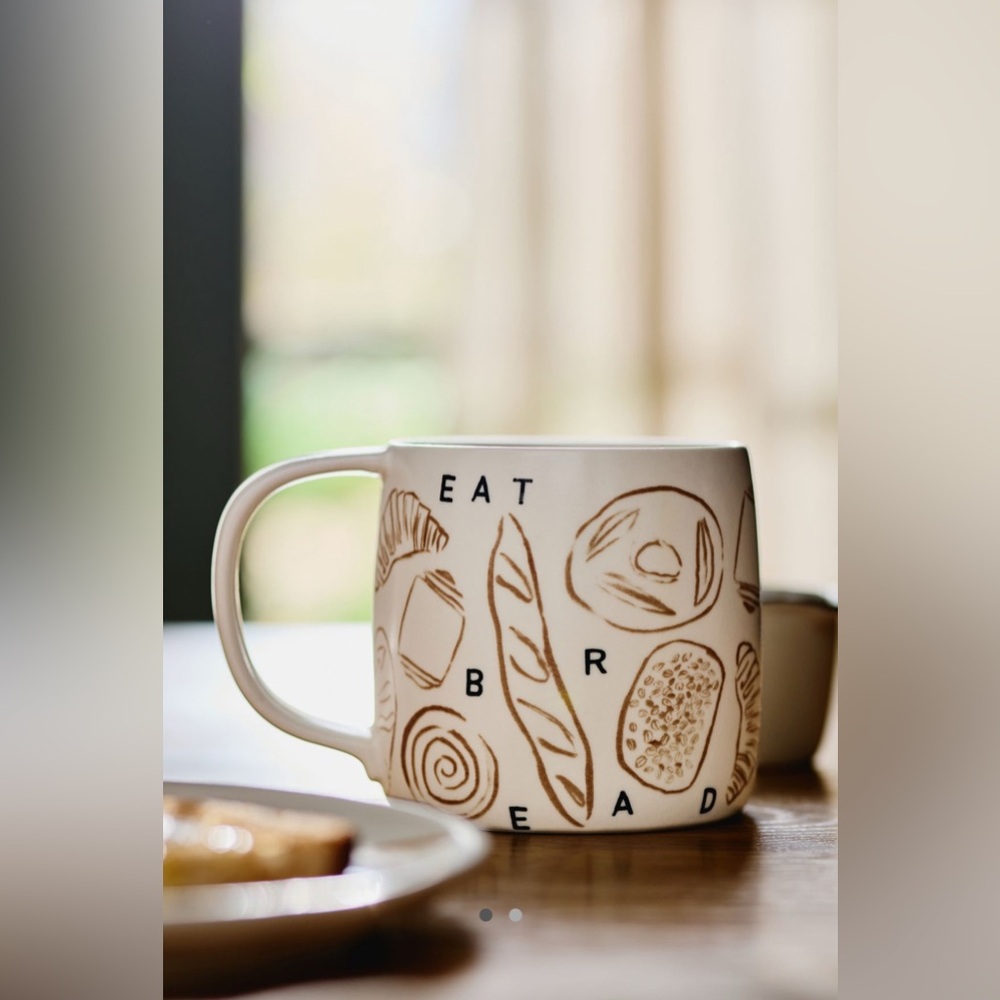 Anthropologie Phthalo Ruth Stoneware Eat Bread Mug NEW